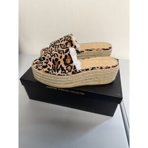 Lulus O'Ahu 2 Leopard Print Espadrille Platforms Size 5.5 New